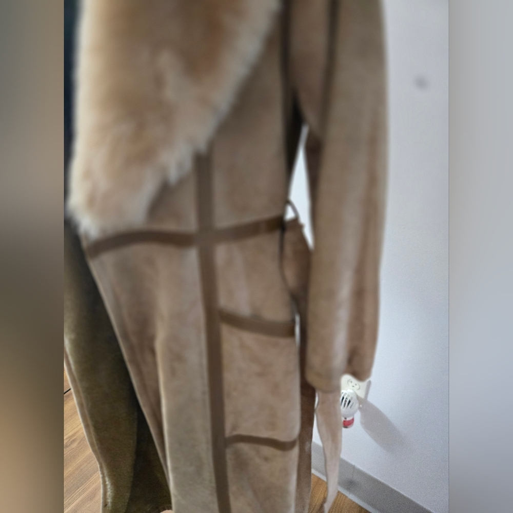 Long Vintage Suede Jacket Faux Fur Collar - Picture 15 of 16